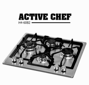 Plaque De Cuisson À Gaz Encastrable Inox Premium 4 Feux 60 Cm Grilles En Fonte Renforcée Allumage Électrique