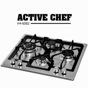 Plaque De Cuisson À Gaz Encastrable Inox Premium 4 Feux 60 Cm Grilles En Fonte Renforcée Allumage Électrique